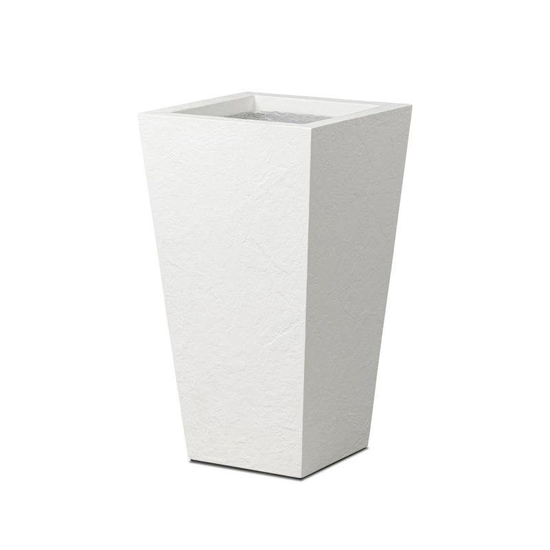 Boîte à fleurs Nael, H 32 po x l 18 po x P 18 po, Béton texturé blanc