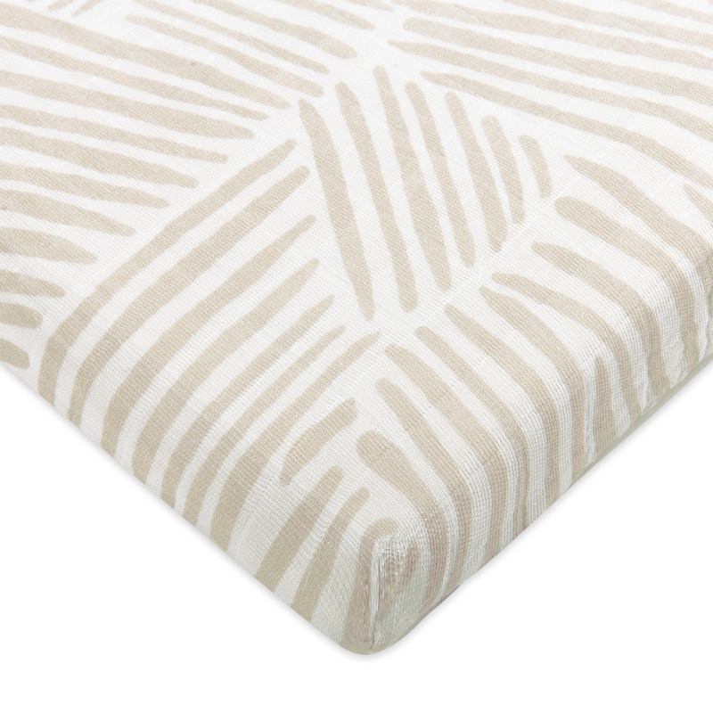 Oat Stripe Muslin All-Stages Midi Crib Sheet in GOTS Certified Organic Cotton
