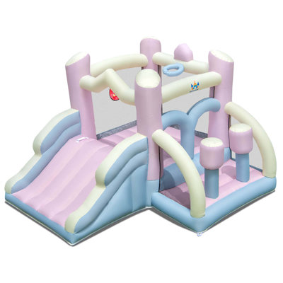 Macron Pastel Bounce House With Slide Basketball Hoop Boxing Blower Not Included