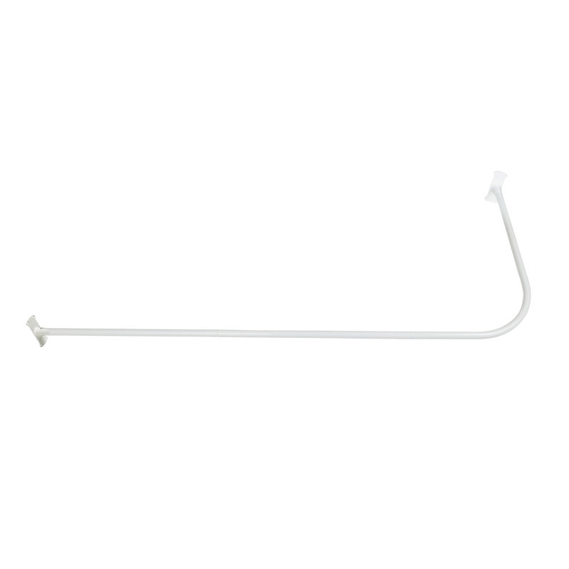 Adjustable White Aluminum L-Shaped Corner Shower Curtain Rod