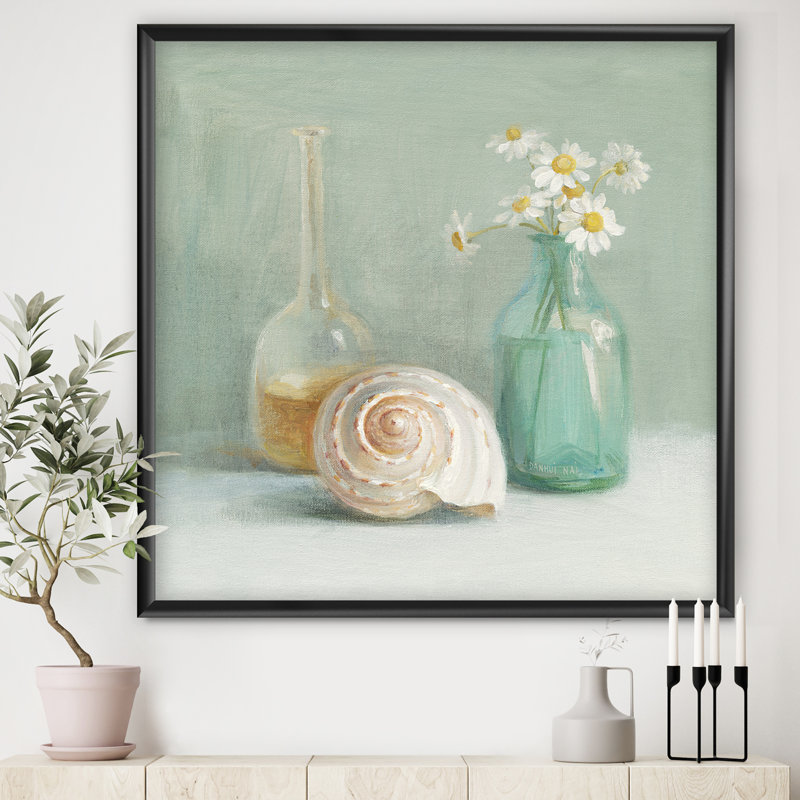 Cadre photo « pastel bain iii », impression sur toile, Cadre noir, H 16 po x l 16 po x P 1 po
