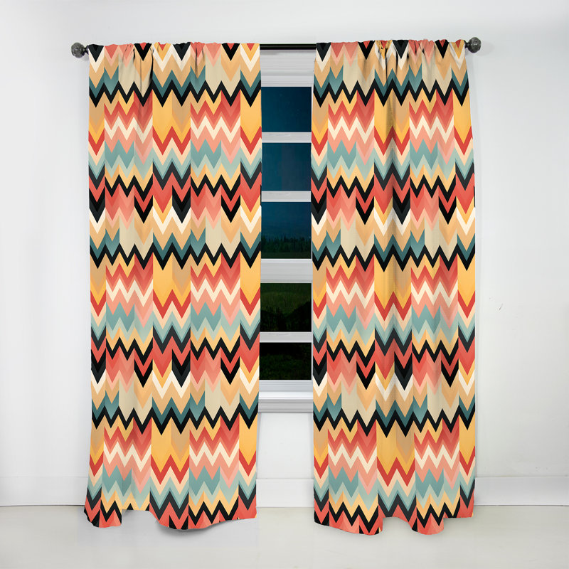 Motif à chevrons fantaisie minimaliste - Rideau à chevrons - Rideau à chevrons obscurcissant - 1 panneaux, L 52 po x L 95 po