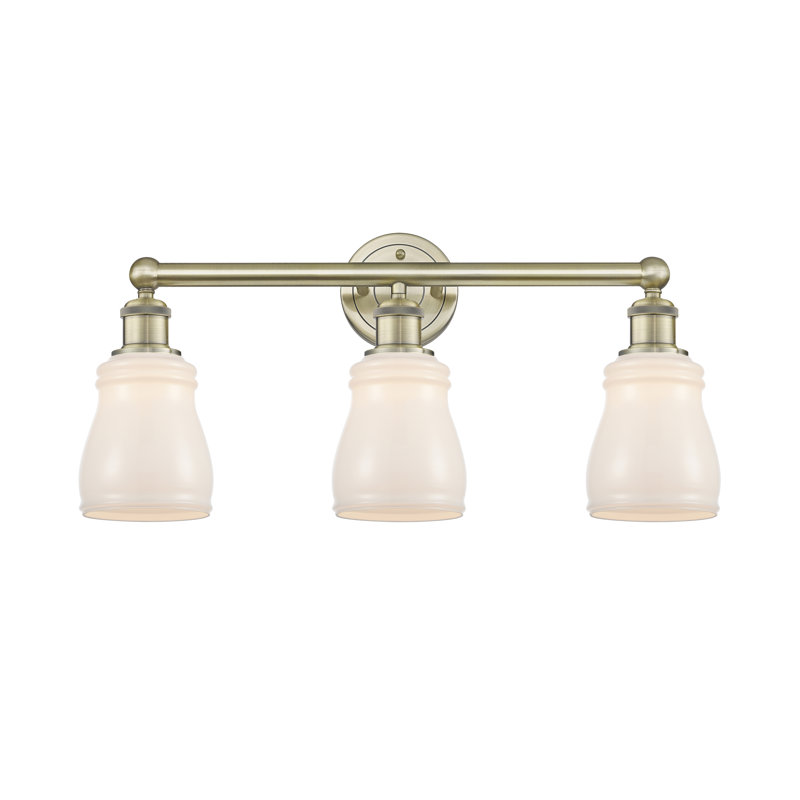 Éclairage pour meuble-lavabo à 3 lumières 22,75 po Mccarver, Blanc, Laiton antique
