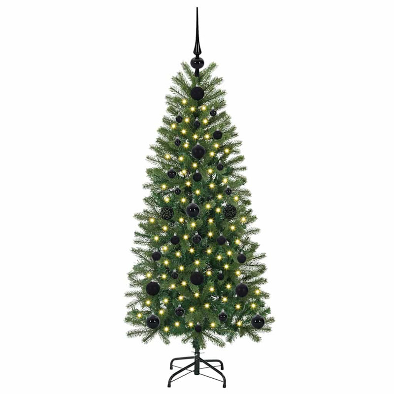  Artificial Christmas Tree with 150 LEDs Green PE and PVC, Black, 3.94' H