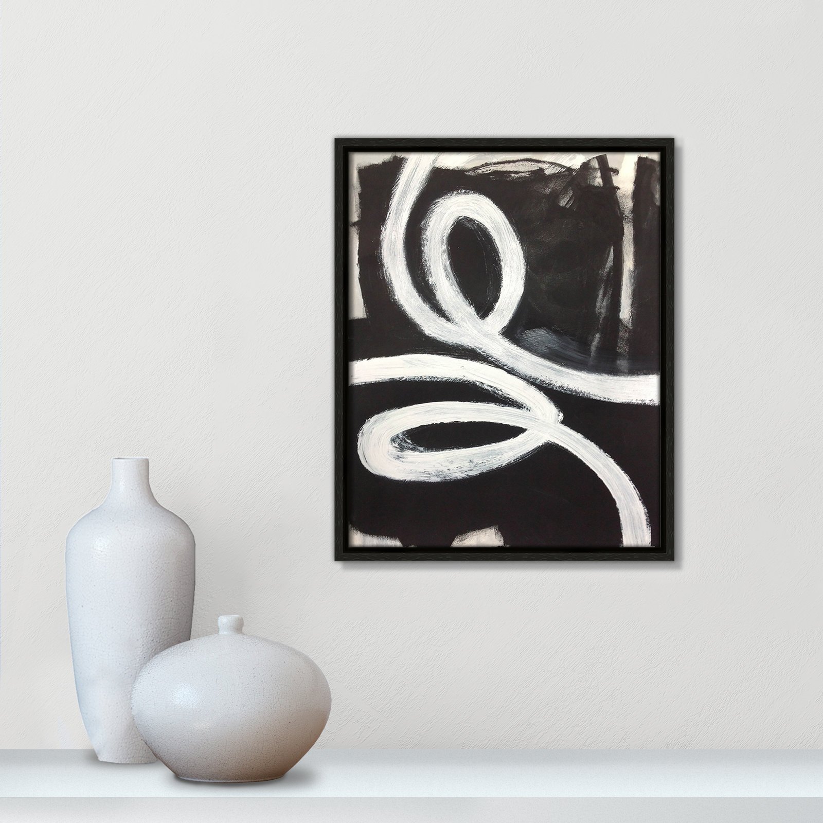 Bronte "Swirly Swirls I" Print, 15.5" H x 12.5" W x 2" D, Espresso Floater Framed, No