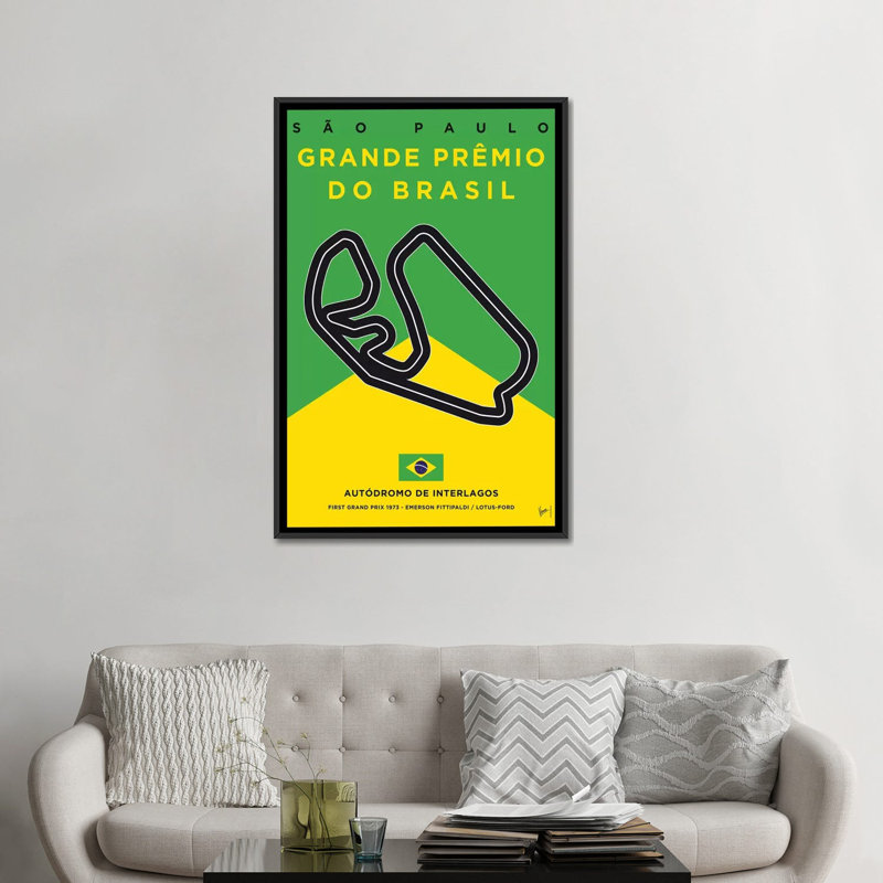 «Minimal Film», Interlagos Track, impression sur toile, H 26 po x l 18 po x P 1,5 po, Toile avec cadre noir, Pas de tapis