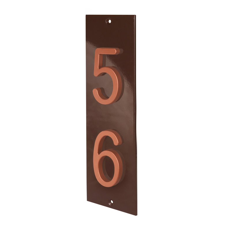 Plaque d'adresse verticale en aluminium Royal Shade, Cuivre, Oui, Brun