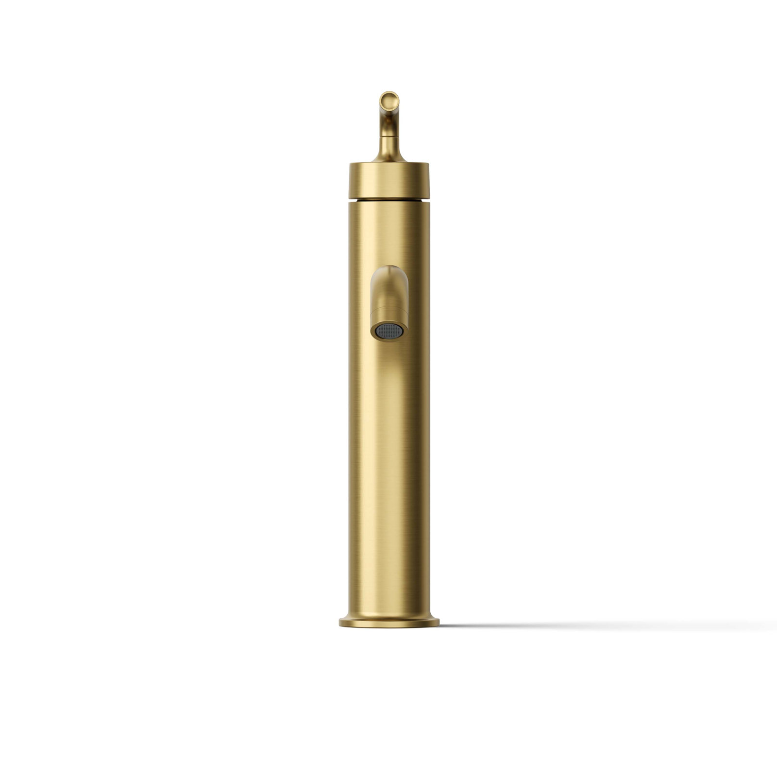 Purist Vessel Bathroom Faucet with Drain, Vibrant Brushed Moderne Brass