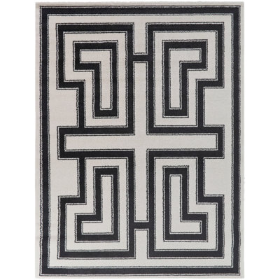 Segall Cream/Black Contemporary Geometric Area Rug