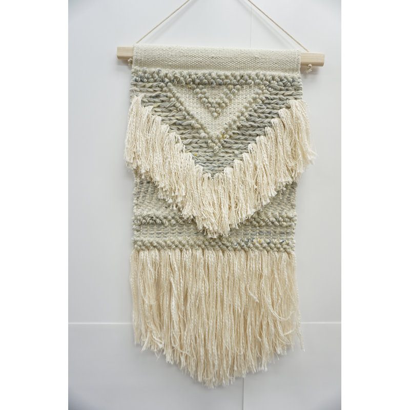 Hand Woven Wall Hanging, Gray/Ivory, 48" H x 24" W