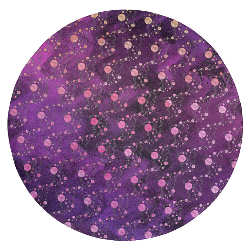 Chenille Polka Dots Indoor Rug, Round 5'