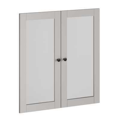 Bryanty 100% Solid Wood Modular Pantry Cabinet Clear Glass Double Door Kit