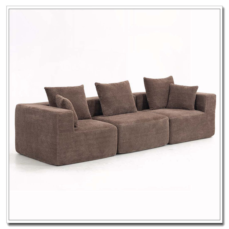 Modular Sectional Sofa, Brown, 3, 23.62" H x 111.02" W x 37.01" D
