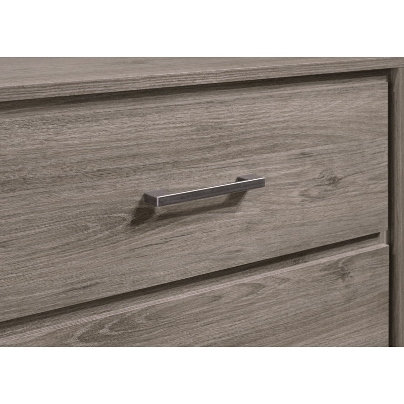 Commode de rangement contemporaine 1 tiroir 4 poignées en métal avec finition chêne gris