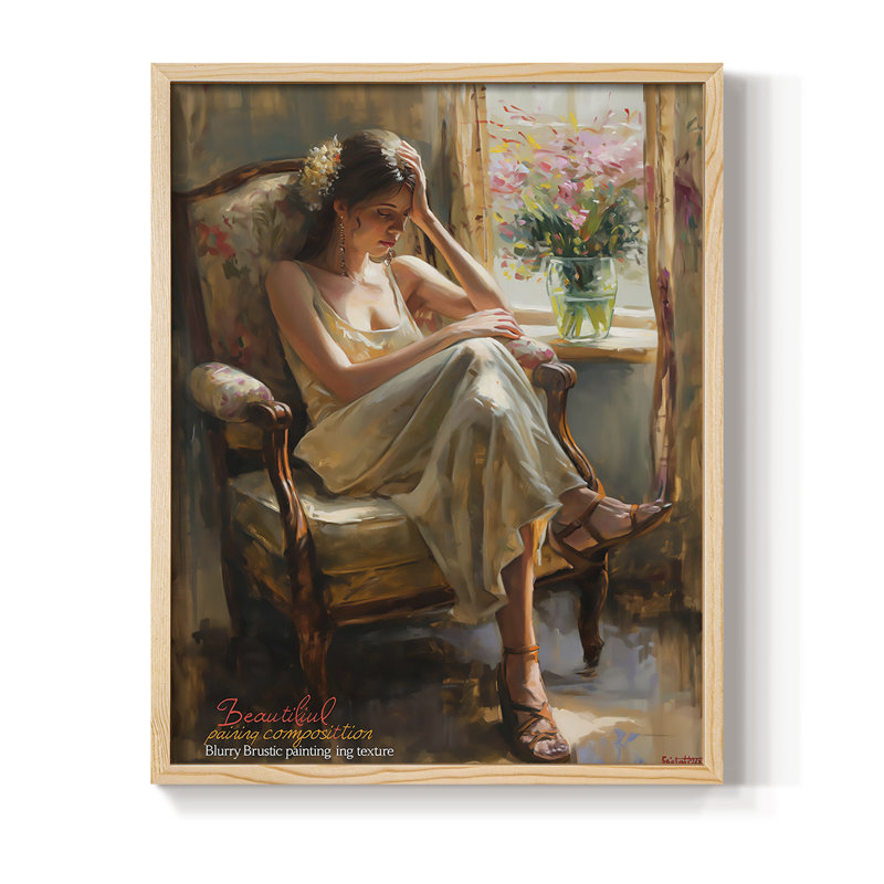 Reproduction encadrée WOMEN Series CCCCXX III - bois massif, H 11 po x l 9 po
