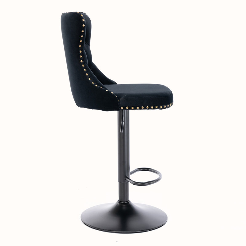 Kennasyn Swivel Upholstered Adjustable Height Counter Stool, Black