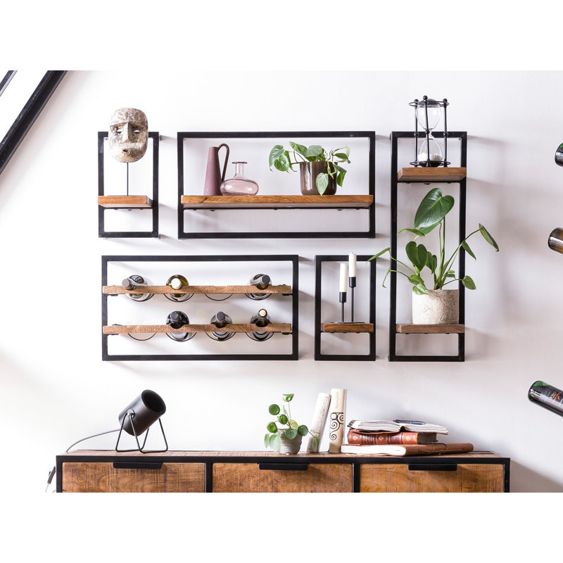 Mcneeley 8 Bottle Solid Wood Wall Shelf Wine Rack in