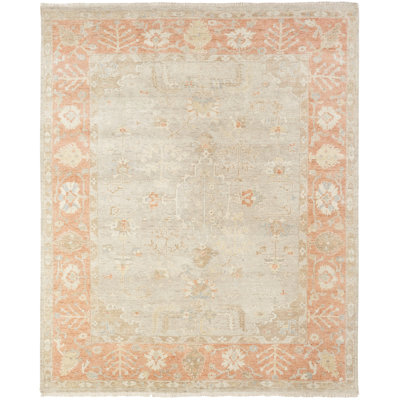 Oriental Hand-Knotted Wool Gray/Beige Area Rug