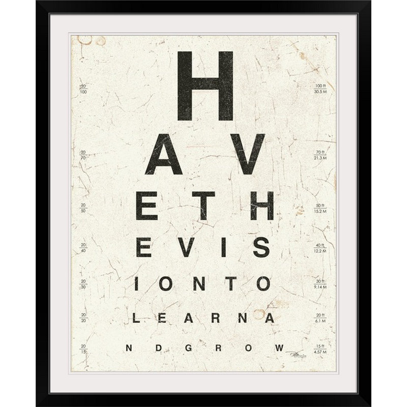 « ii », art textuel Eye Chart, Cadre noir, H 23 po x l 20 po x P 1 po