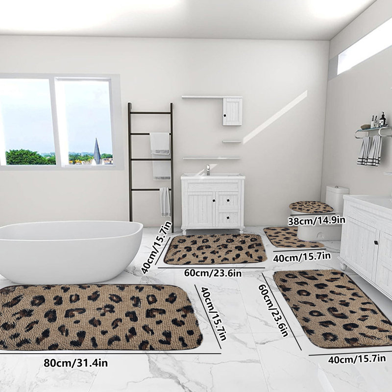 Ensemble de 5 tapis de salle de bain tachés de couleur mélangée tacheté 5 tapis de toilette doux et confortable absorbant l'eau antidérapant lavable facile à sécher