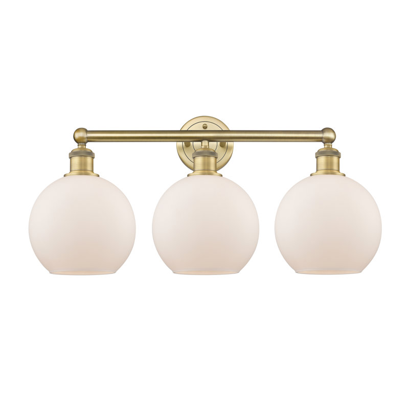 Ellington 3 - Light Dimmable Vanity Light, Brushed Brass, Matte White