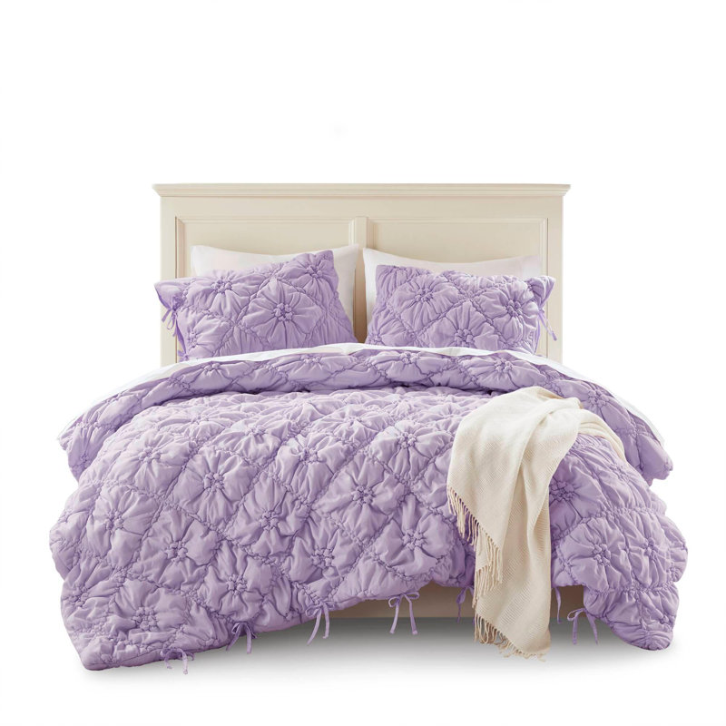 3PCS Comforter Set, Full Comforter + 2 Standard Shams, Purple