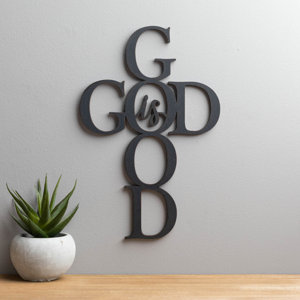 God Is Good Spiritual Wall Art Plaque On Rustic 1/4" Thick Wood For Hanging Or Shelf Display In The Kitchen Office Or Family Room - 8.5X12.5, Black