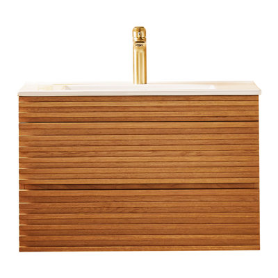 30" Wall Mounted & Floating Single Vanity With Ceramic Sink Ceramic with Drawer,Bathroom Vanity