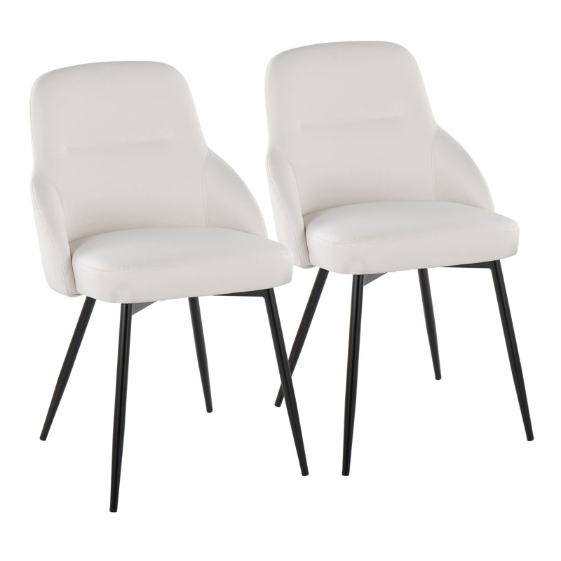 Chaise rembourrée York en métal chromé et similicuir blanc York - ensemble de 2, Blanc, Noir