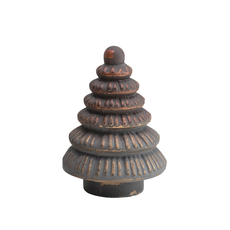 Décoration pour sommet de sapin en relief, H 6 po x l 4,5 po x P 4,5 po, Brun / Cuivre