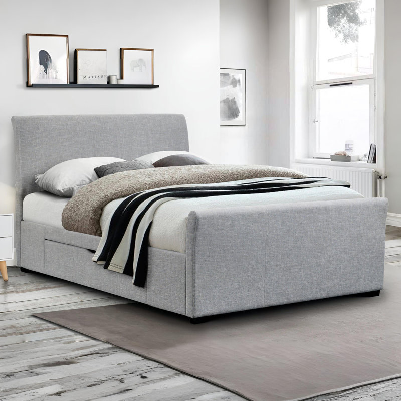 Callison Upholstered Ottoman Storage Bed, Light Grey, Kingsize (5'), No Mattress