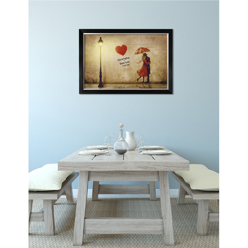 «Our First Kiss», reproduction d'art sur toile personnalisée pour anniversaire romantique et cadeaux de mariage, reproduction encadrée