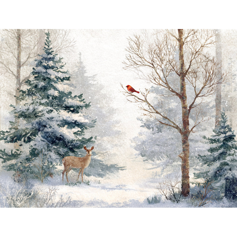 Art mural sur toile «Quiet Cardinal Winter», H 16 po x l 24 po