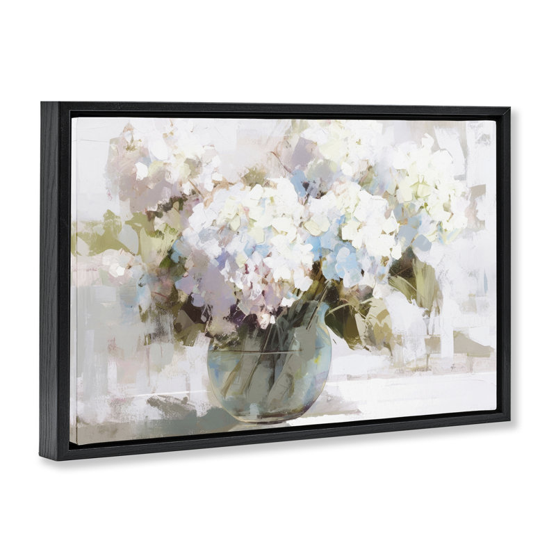 Cadre flottant Blush Bride Garden Flowers, design par Tina LeCour, Cadre flottant noir de jais, H 17 po x l 25 po