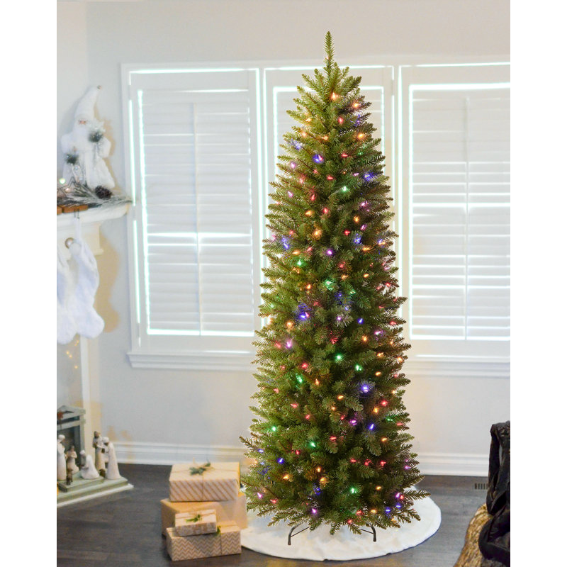 Arbre de Noël artificiel éclairé - support inclus, Multicolore, 7'