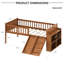 Structure de lit simple avec tablette de rangement, garde-corps plateforme, noyer, glissade et, sans sommier, guide d'assemblage inclus Démontage facile-2064781164