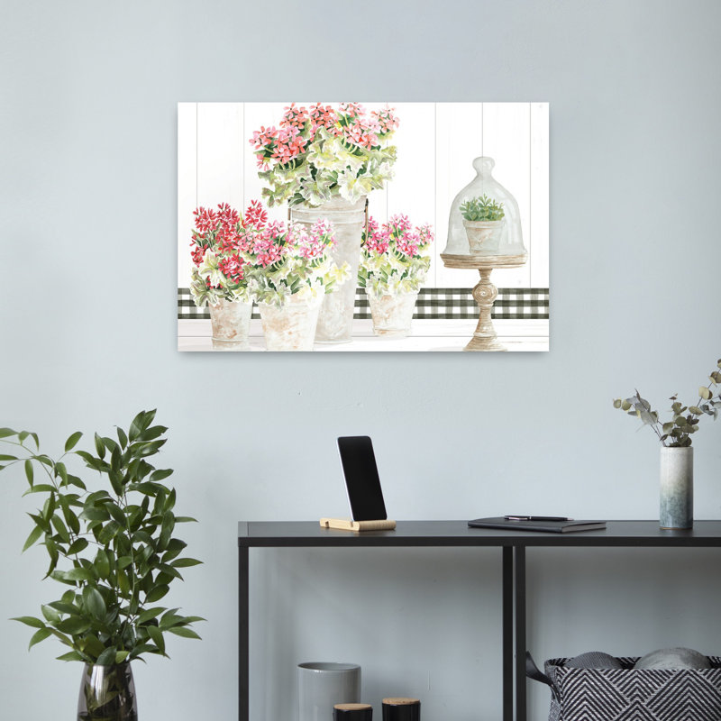 Nuances de rose et art printanier rouge, H 16 po x l 24 po