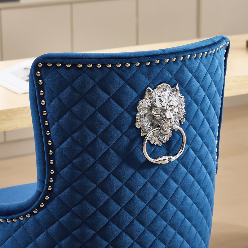 Markfrancis Swivel Upholstered Adjustable Height Counter Stool with Metal Frame, Dark Blue