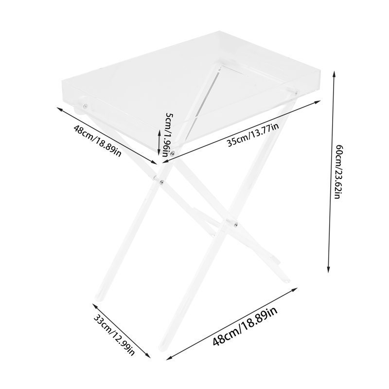 Table-plateau pliante en acrylique transparent Molly-Rose pour petits espaces