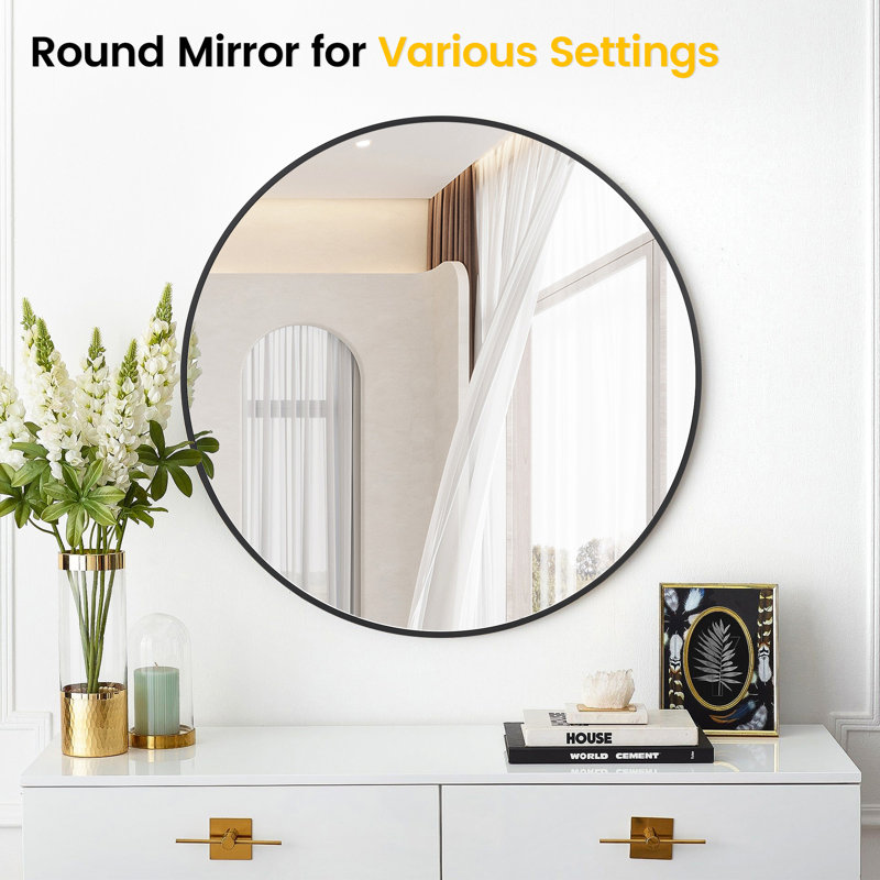 Metal Mirror, 32” Round Black
