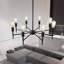 Lustre industriel rétro avec hauteur réglable et douilles rotatives, luminaire suspendu 8 lumières pour salle à manger, îlot de cuisine, salon