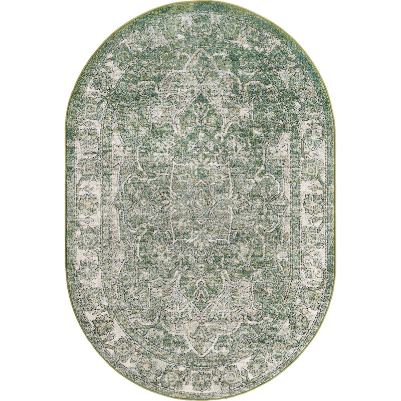 Tapis traditionnel Mekalah Moss Oriental, Ovale 4 pi x 6 pi