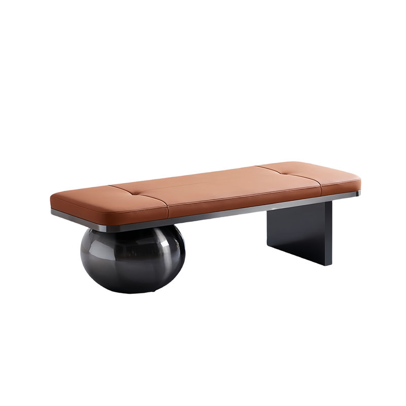 Banc rembourré luxueux pour chambre en cuir, H 15,74 po x l 55,11 po x P 15,74 po