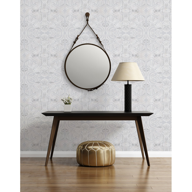 Abra Flora 10' L x 24" W Wallpaper Roll, Porcelain Large, Faux Grasscloth, Non-pasted