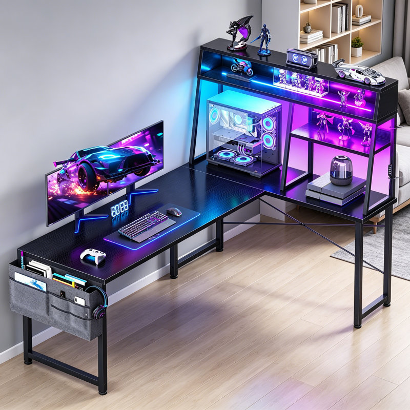 L-Shaped Metal Base Computer Desk