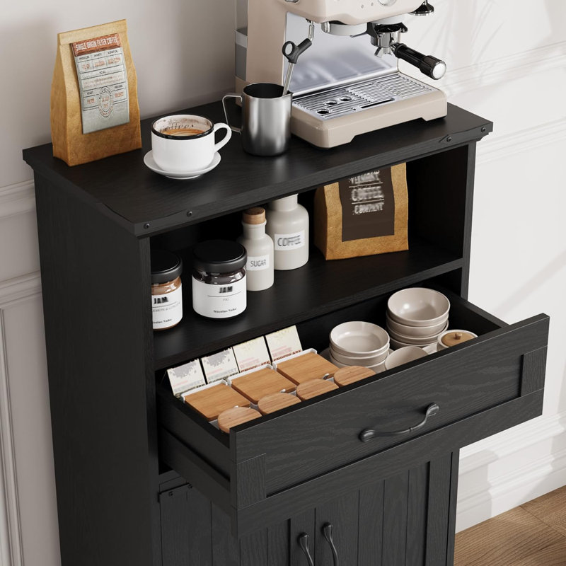 Farmhouse Storage Cabinet with Doors and Drawers, Freestanding Floor Sideboard with Shelf for Bathroom, Kitchen, Laundry, Pantry, Living Room and Bedroom