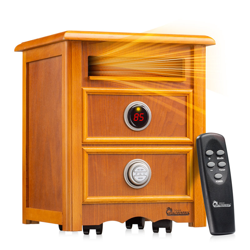 DR. INFRARED HEATER DR999, 1500W, Advanced Dual Heating System with Nightstand Model, Furniture-Grade Cabinet, Remote Control