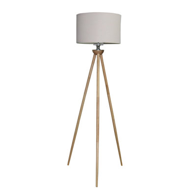 Haut lampadaire de coin haut, lumière DEL écoénergétique sur pied en bois à 3 pieds pour éclairage de salon, de chambre à coucher et de bureau, brun naturel 110 V