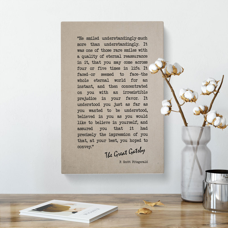 Great Gatsby Quote F. Scott Fitzgerald - Wrapped Canvas Print, 91cm H x 60cm W x 3cm D