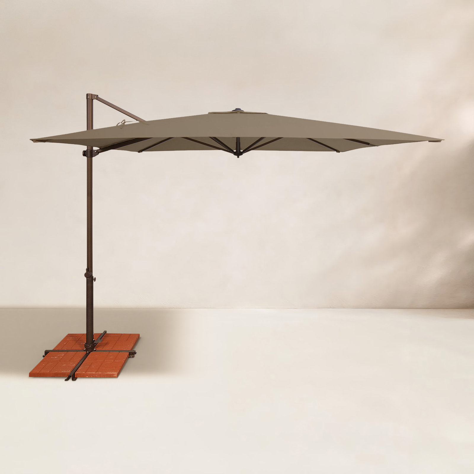 Cora 8.6' Sunbrella® Cantilever Umbrella, Taupe Canvas, Bronze